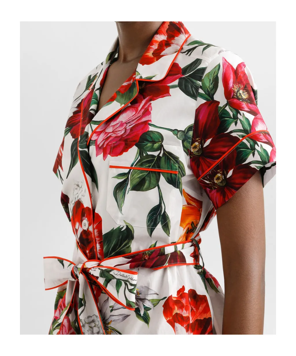 Flower-Printed Poplin Vanity Shirt