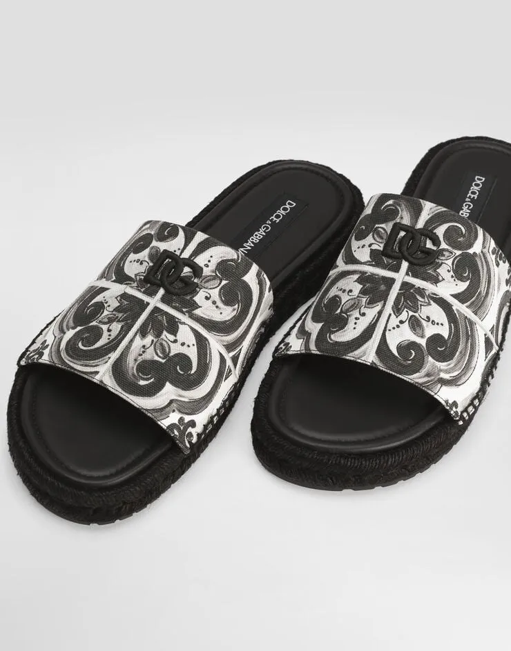 Majolica-Printed Espadrille Sandals
