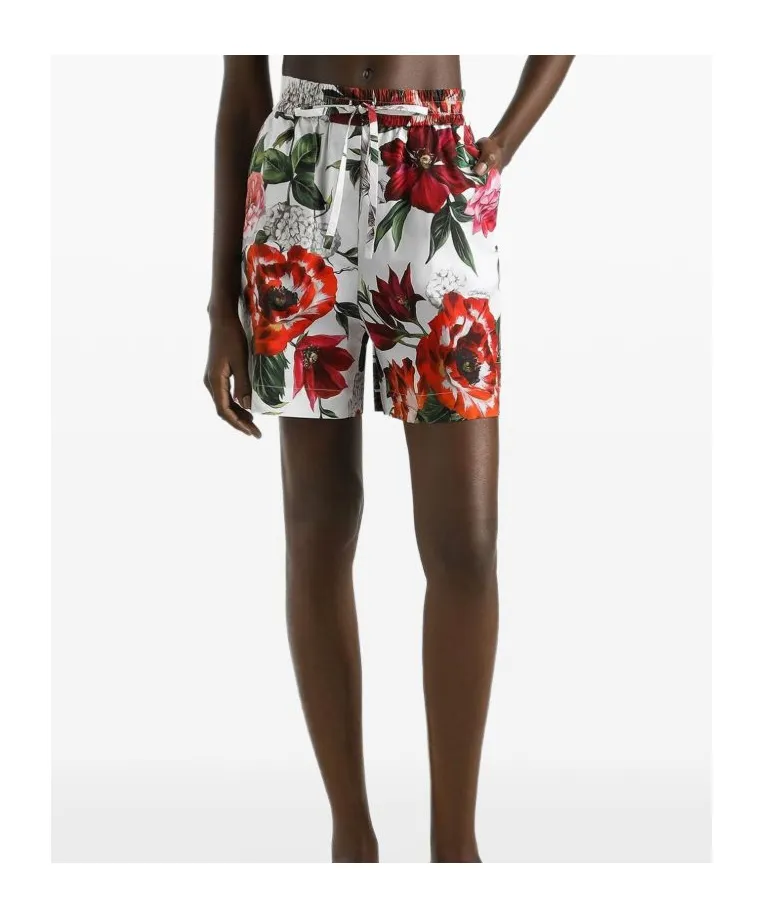 Flower Printed Poplin Shorts
