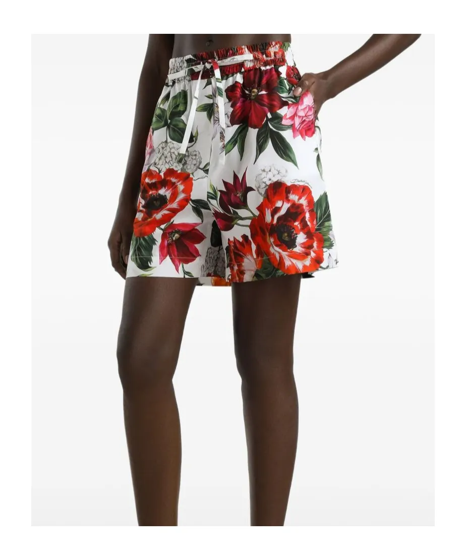 Flower Printed Poplin Shorts