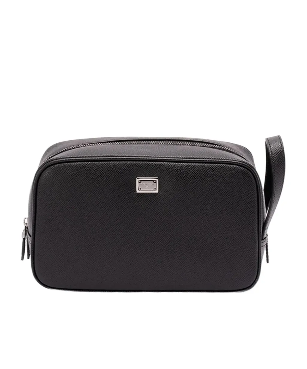 Logo Plaque Zipped Beauty Case