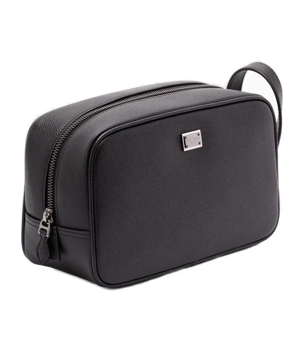 Logo Plaque Zipped Beauty Case