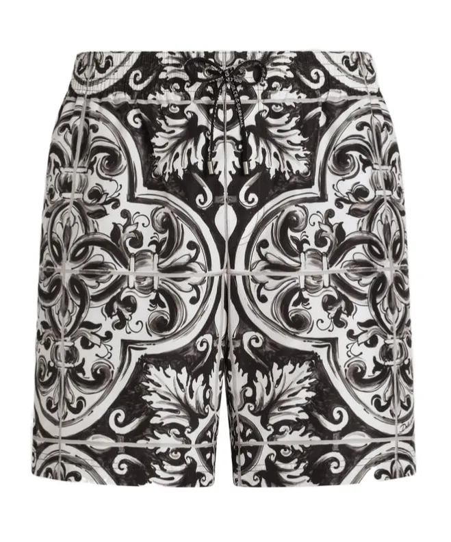 Majolica-Printed Medium Swim Boxer Shorts