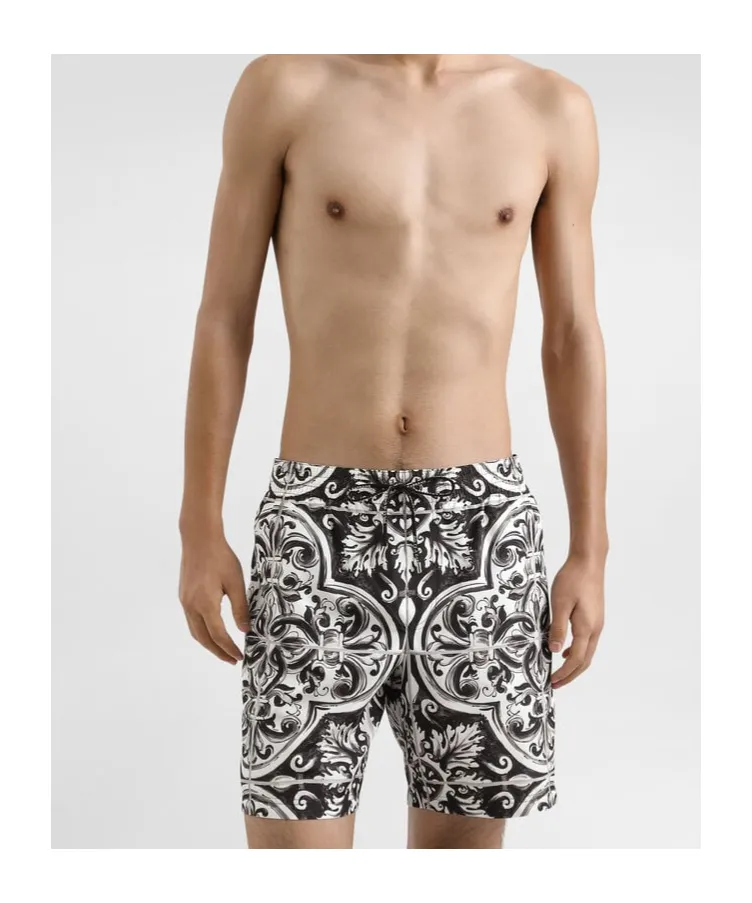 Majolica-Printed Medium Swim Boxer Shorts