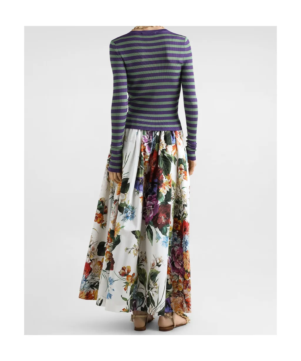 Bouquet Flower-Printed Wide Skirt