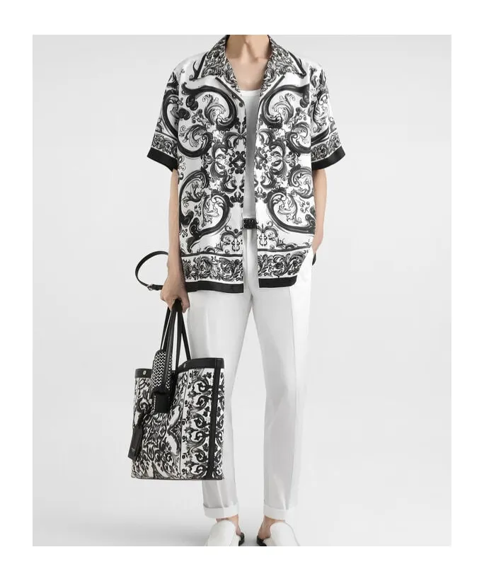 Majolica-Printed Short Sleeved Shirt