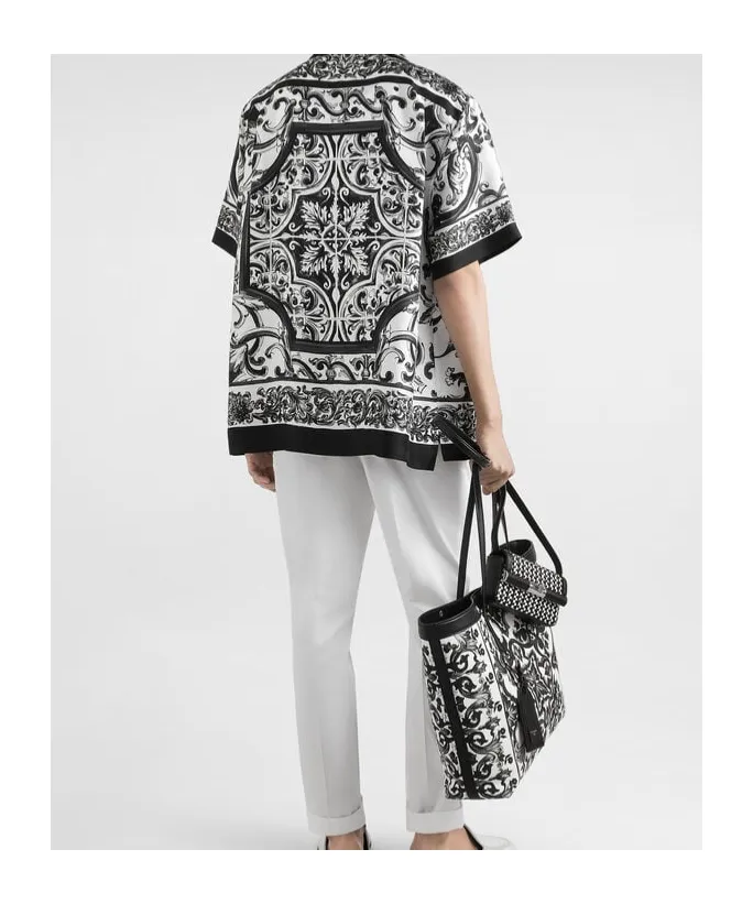 Majolica-Printed Short Sleeved Shirt