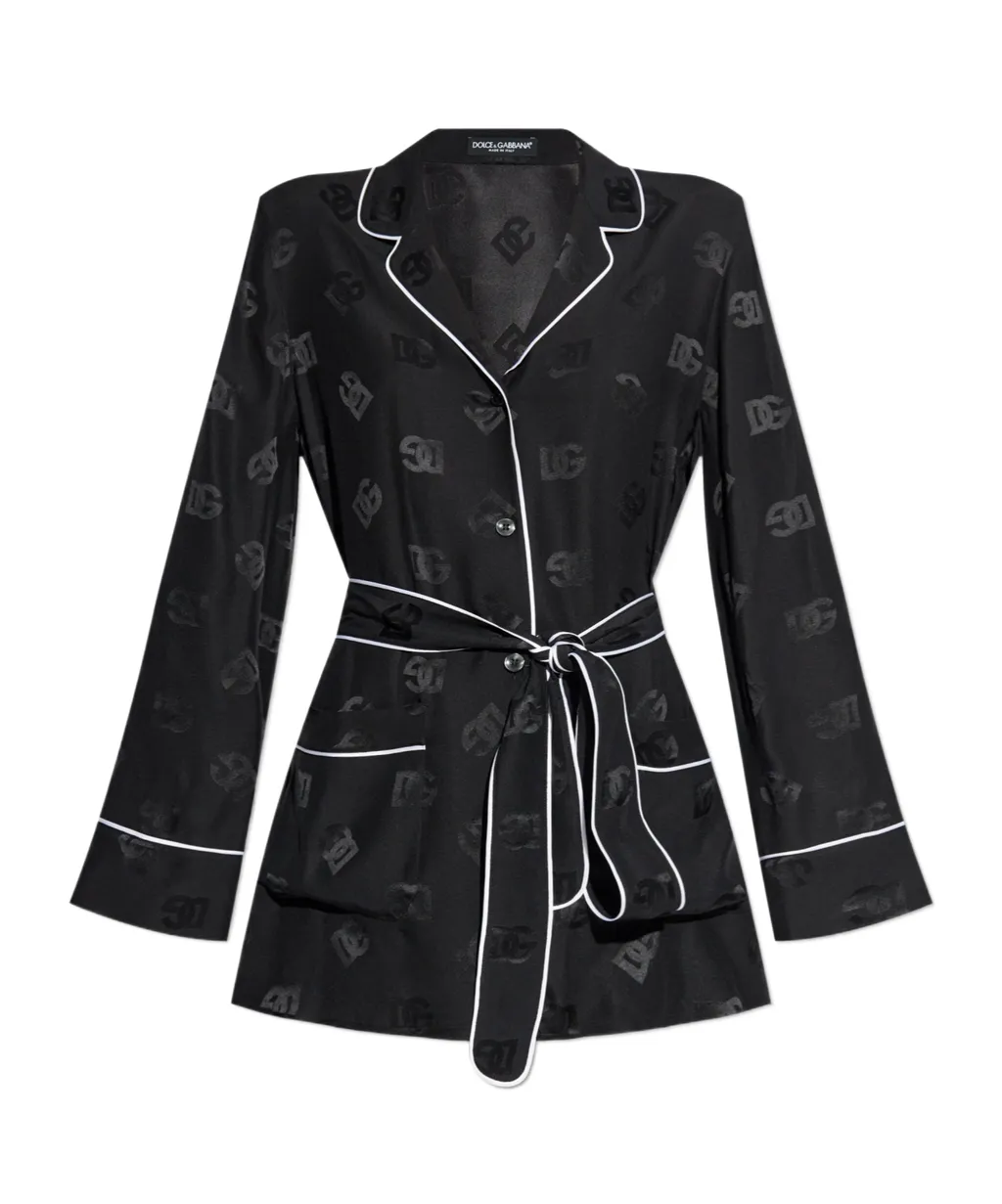 All-Over Dg Logo Jacquard Pajama Satin Shirt