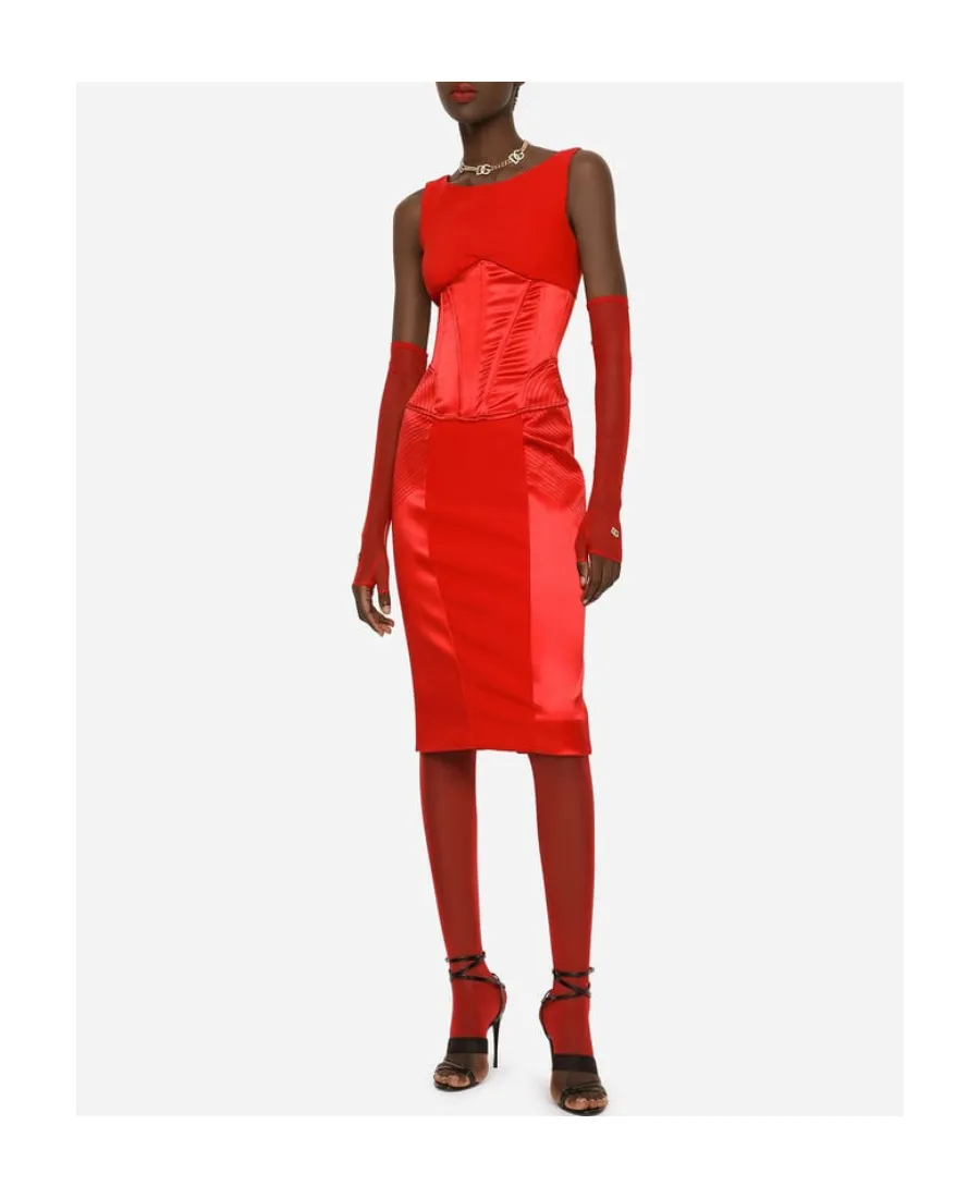Satin Cady Calf-Length Dress