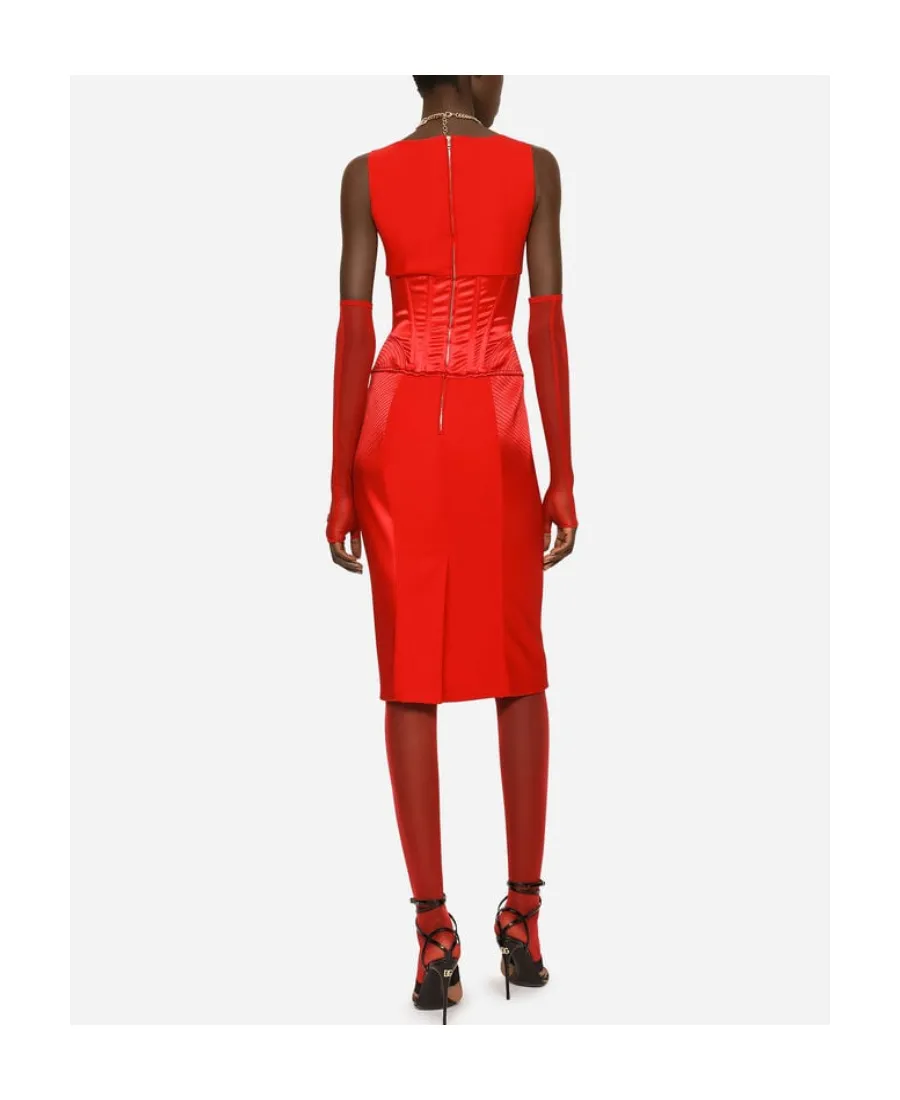 Satin Cady Calf-Length Dress