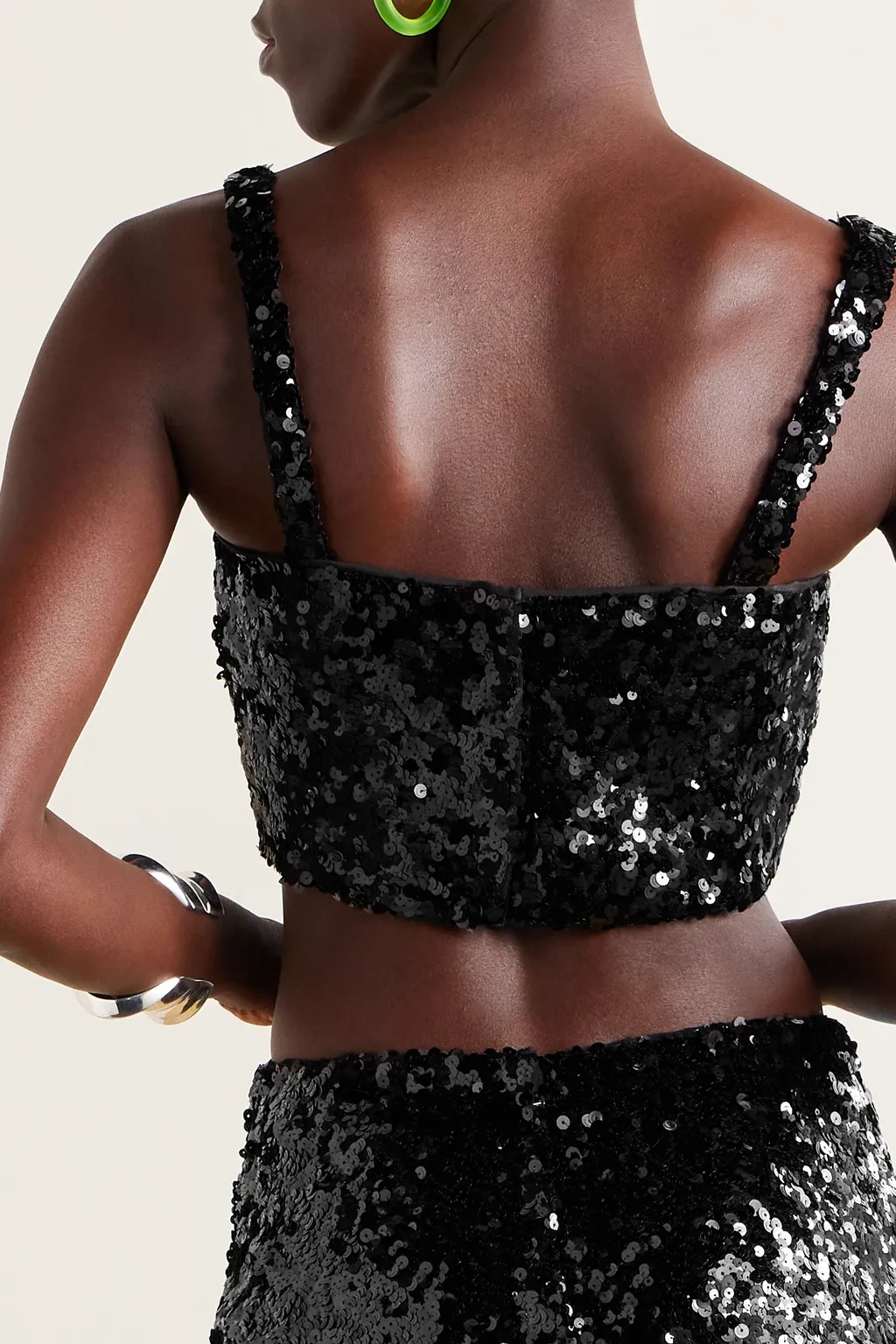 Sequinned Cropped Tank Top