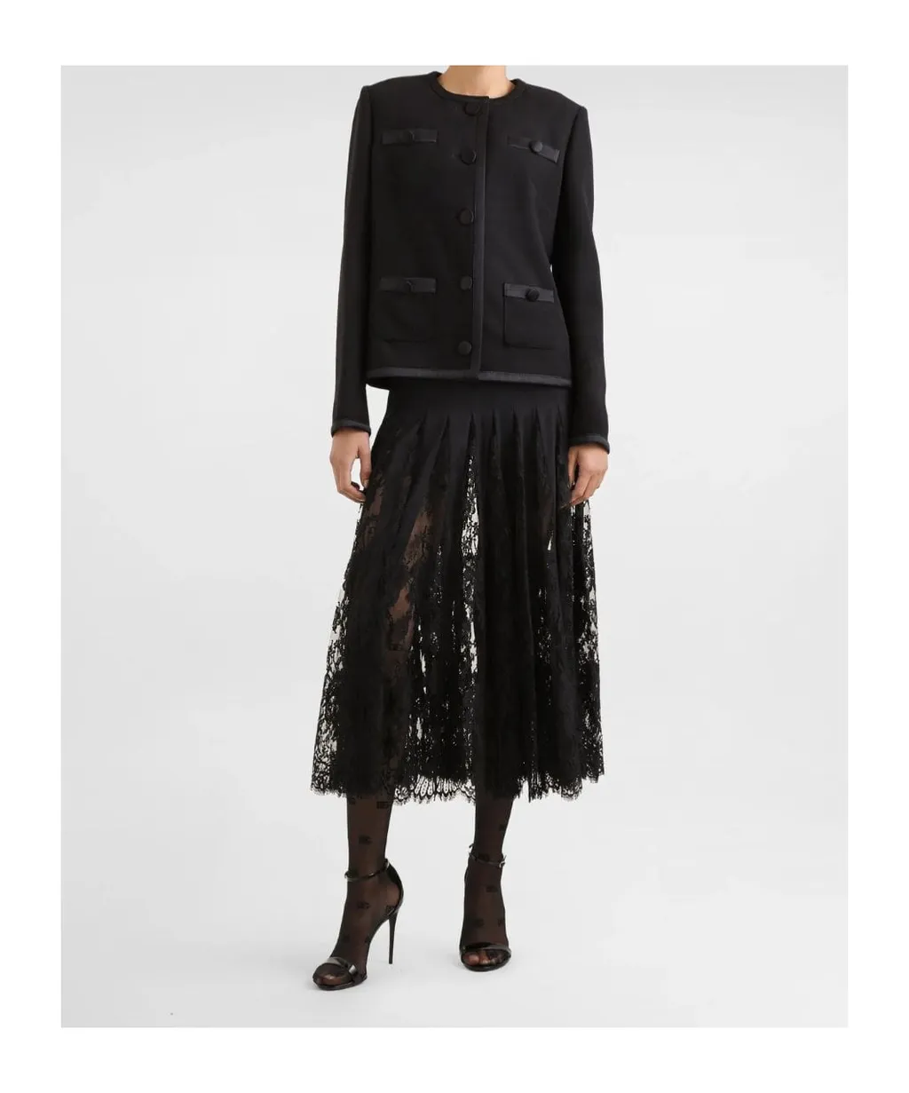 Lace Midi Charmeuse Skirt