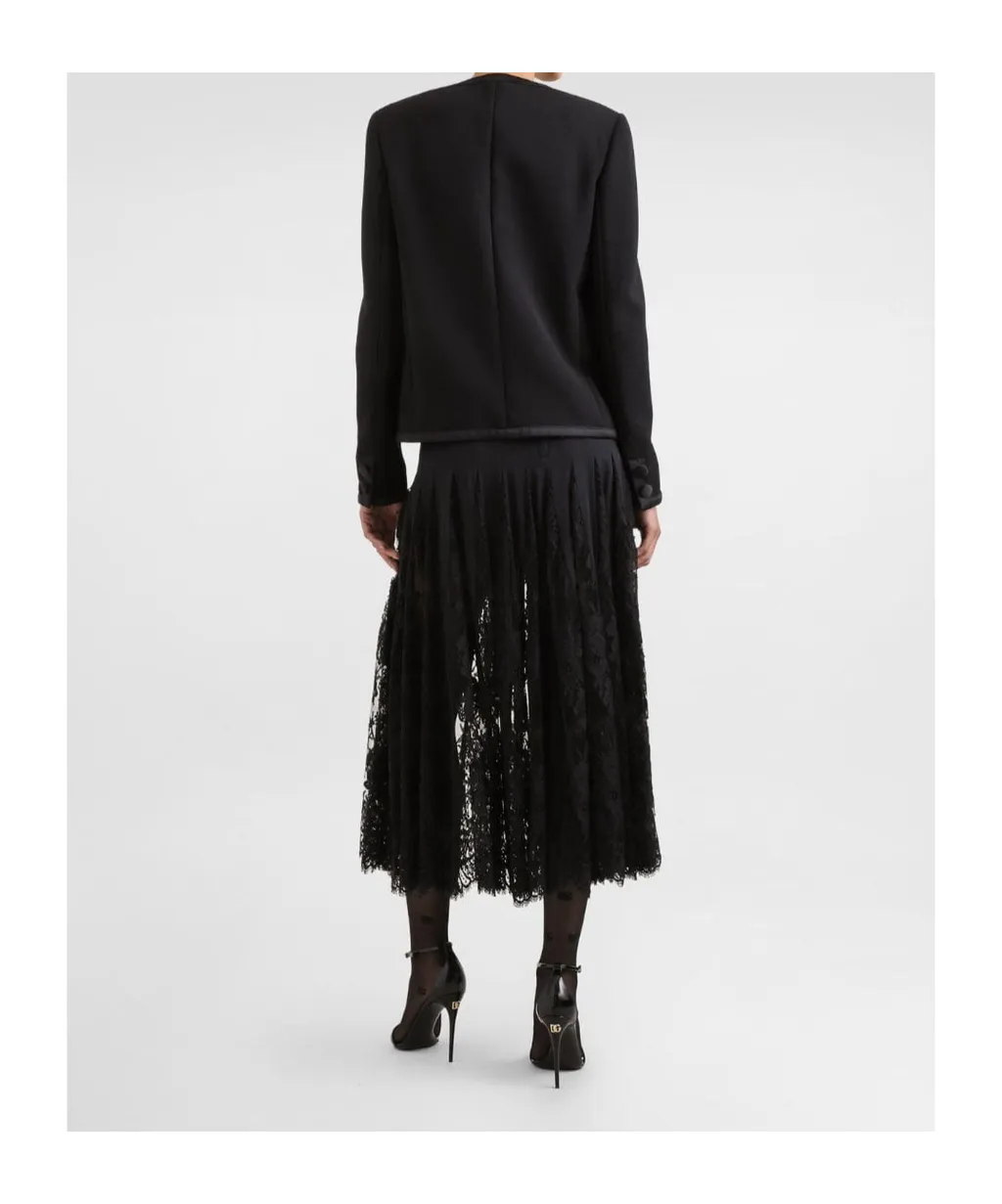 Lace Midi Charmeuse Skirt