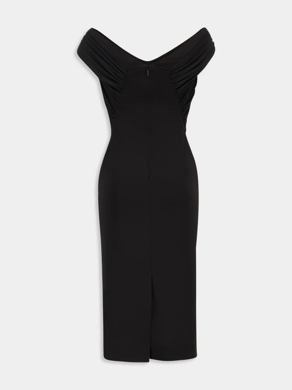 Wide Neck Fitted Midi Dress