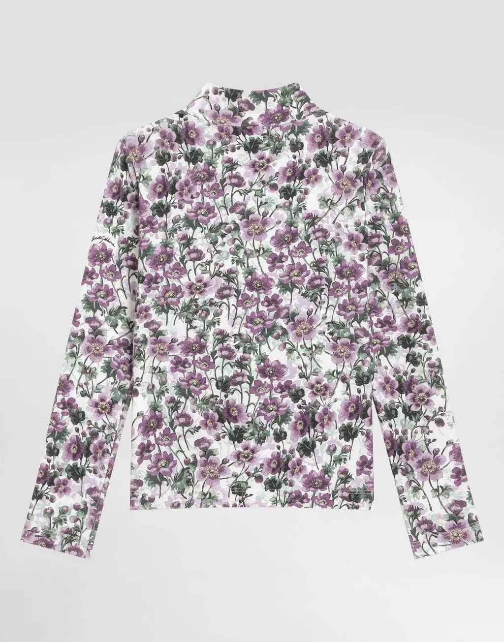 Floral-Print Mock-Neck T-Shirt