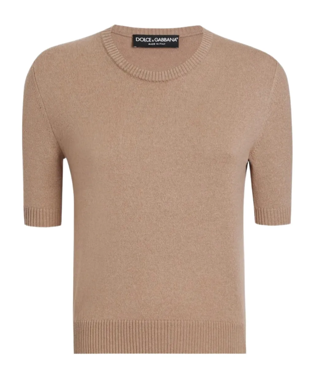 Short-Sleeve Cashmere Sweater