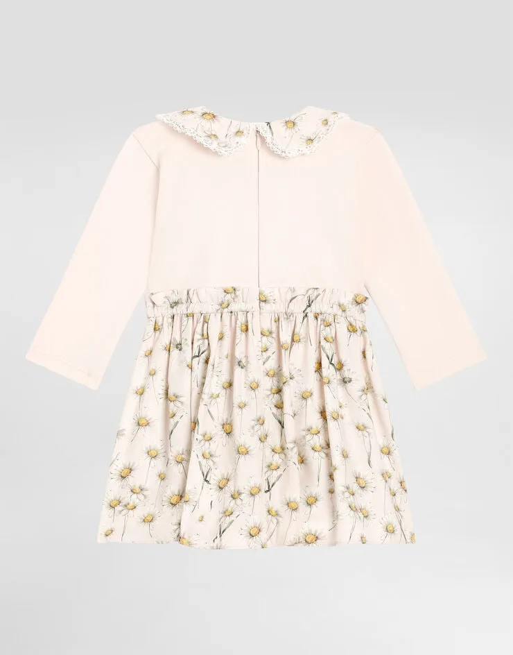 Lace-Trim Daisy-Print Dress