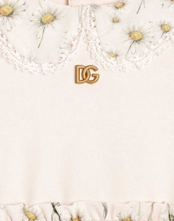 Lace-Trim Daisy-Print Dress
