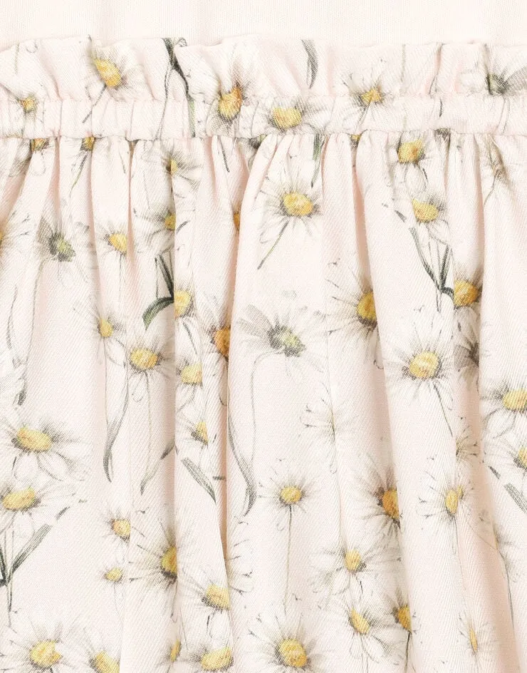 Lace-Trim Daisy-Print Dress