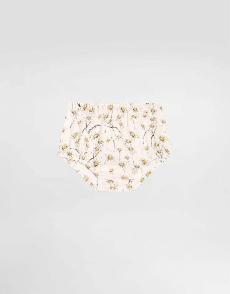 Lace-Trim Daisy-Print Dress