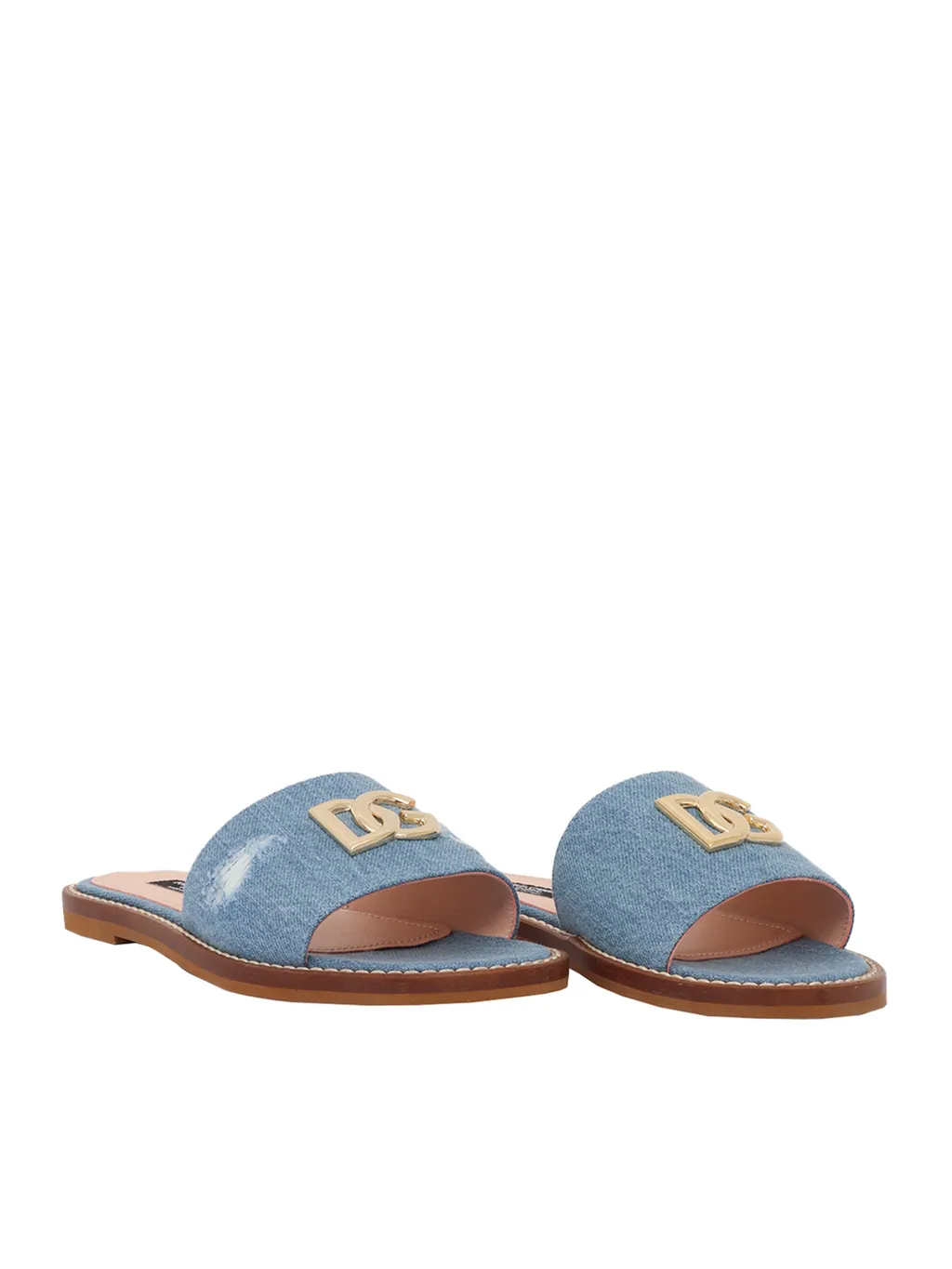 Dg Logo Flat Denim Sliders