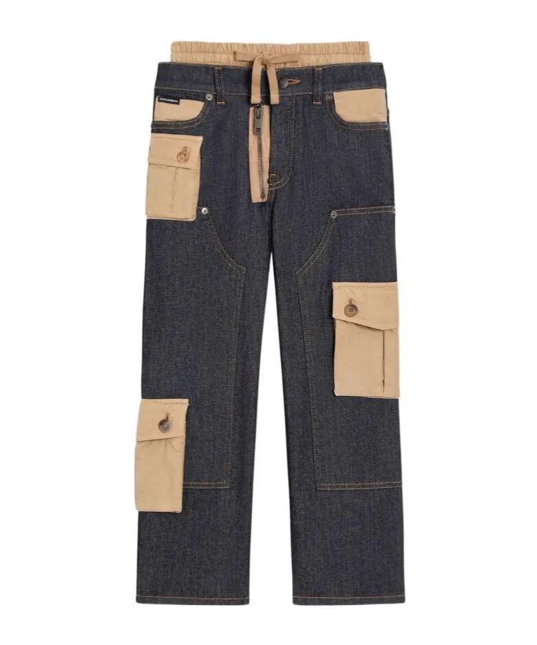 Double-Waist Cargo-Pocket Jeans