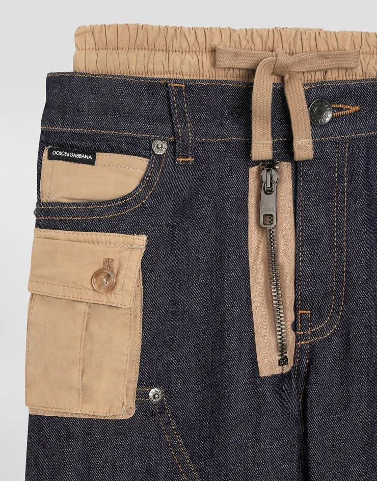 Double-Waist Cargo-Pocket Jeans