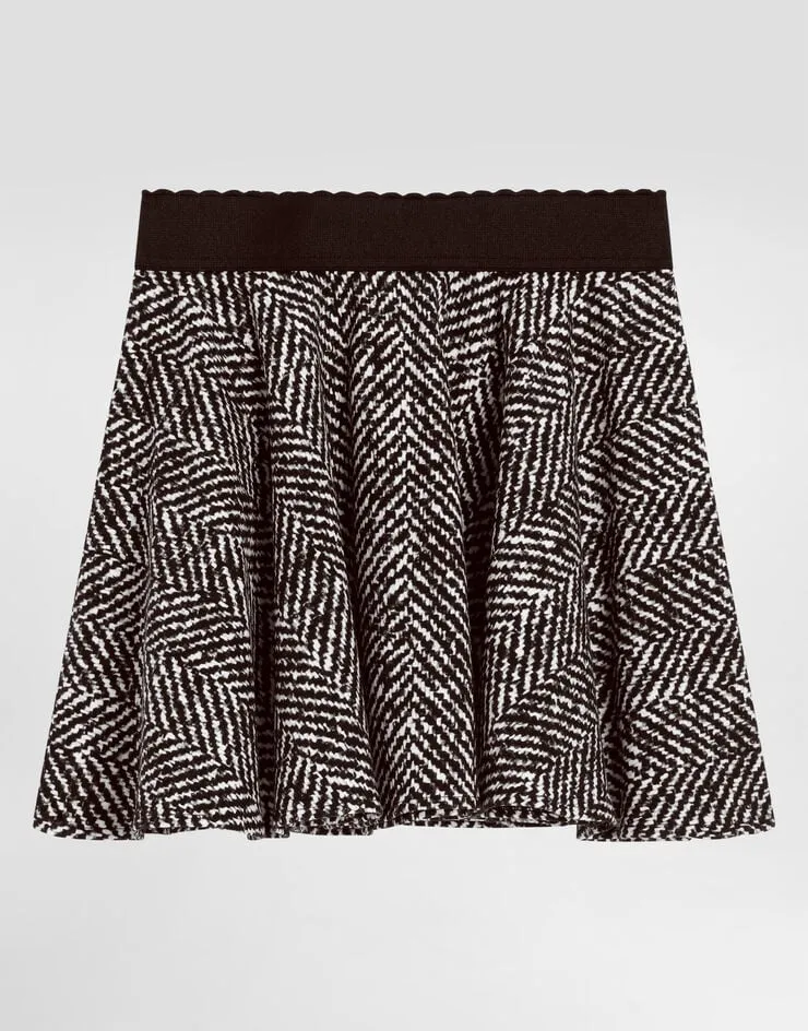 Chevron Elastic Waistband Skirt