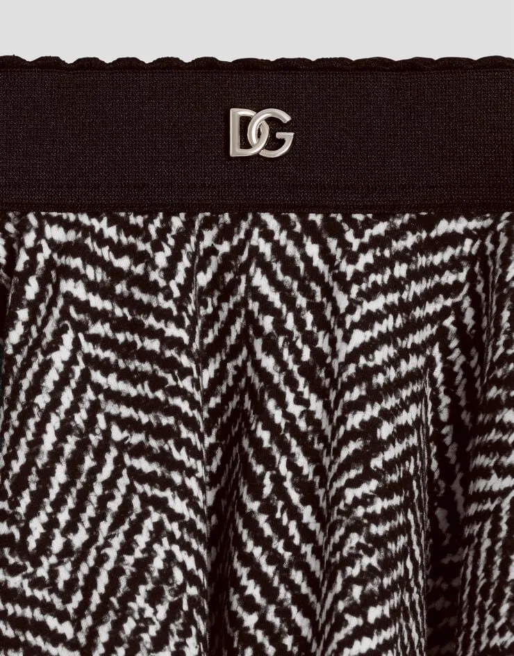 Chevron Elastic Waistband Skirt