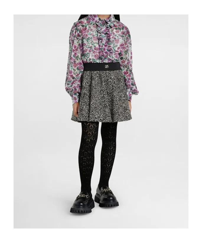 Chevron Elastic Waistband Skirt