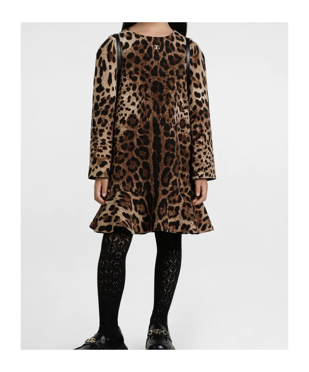 Leopard Printed Crewneck Dress