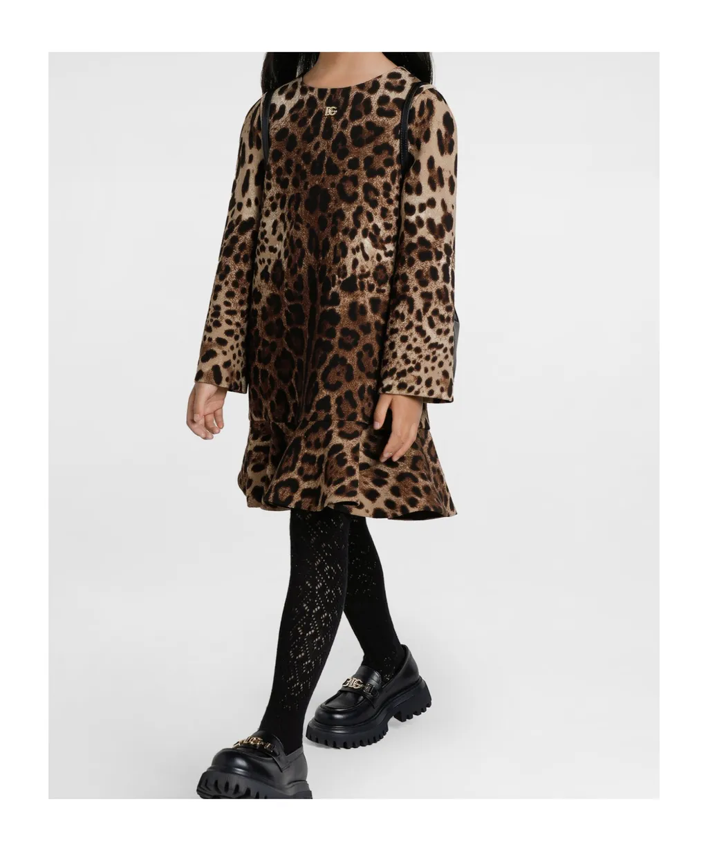 Leopard Printed Crewneck Dress