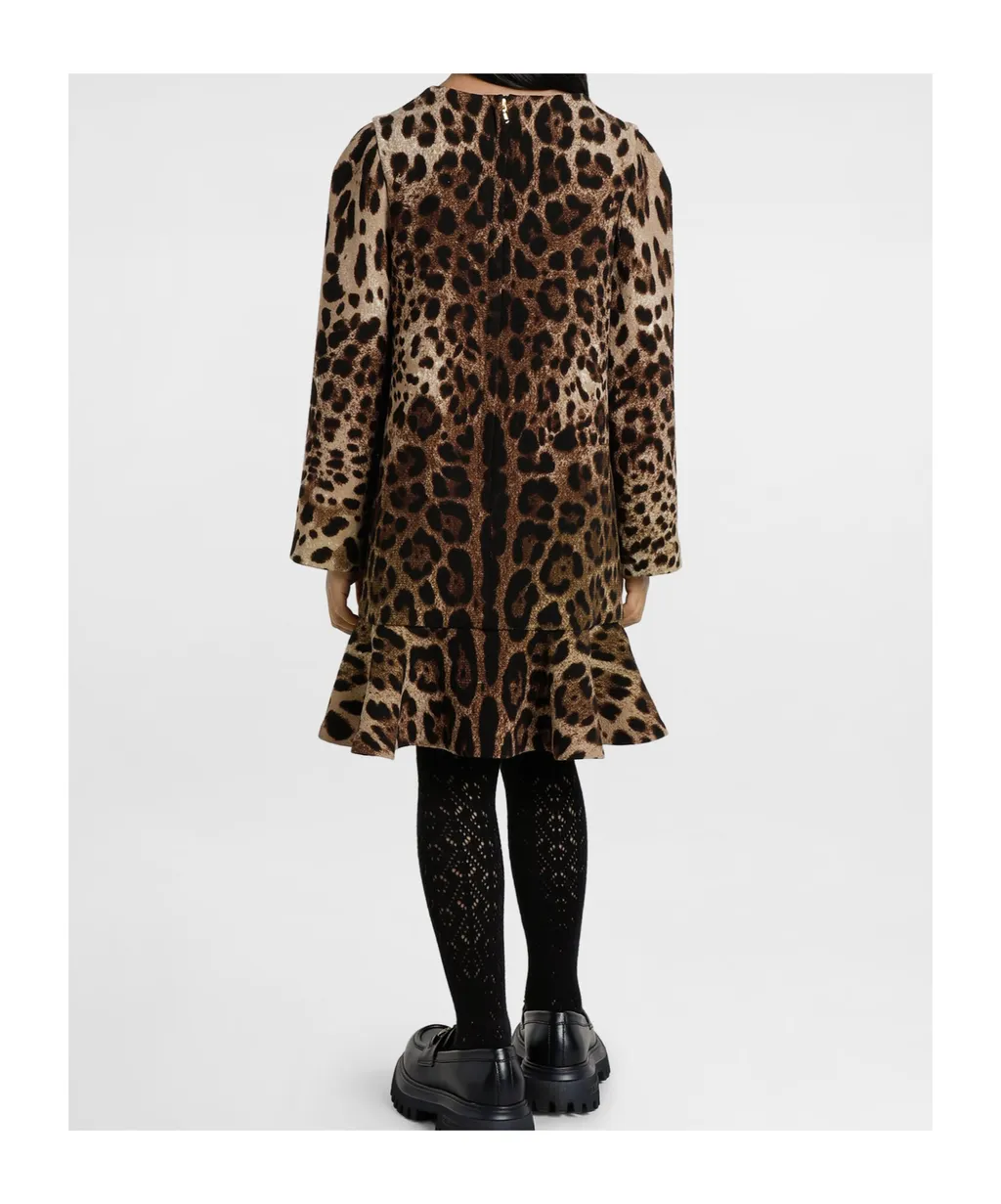 Leopard Printed Crewneck Dress