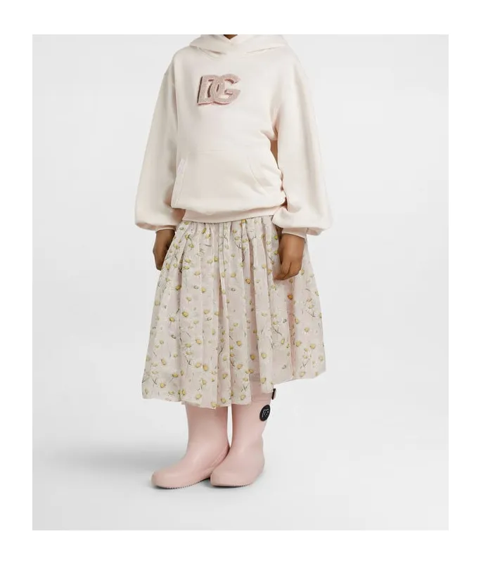 Pleated Daisy-Print Skirt