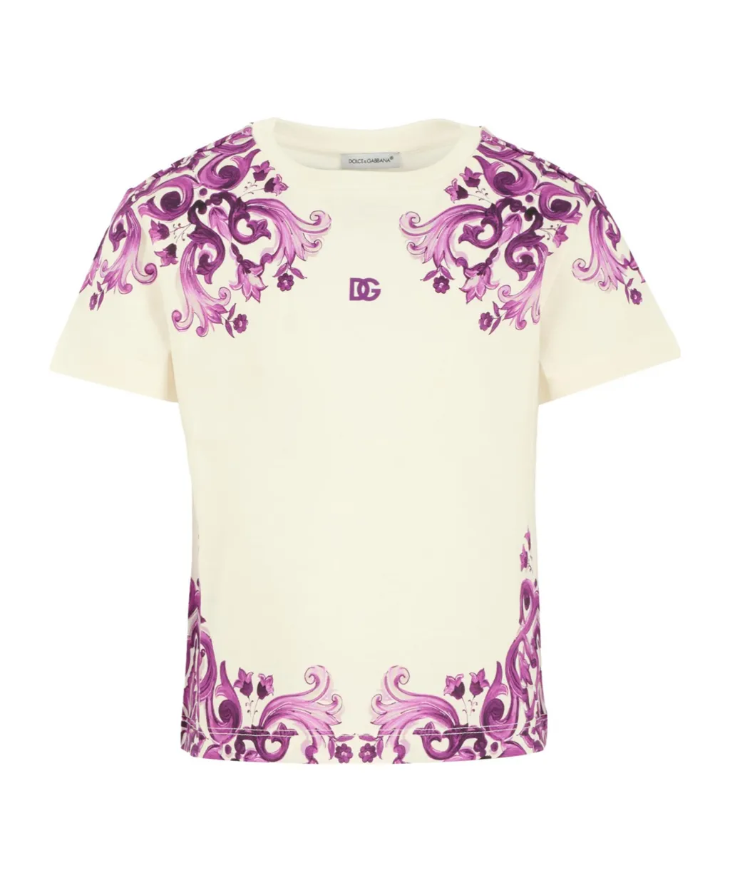 Majolica Printed Crewneck Jersey T-Shirt