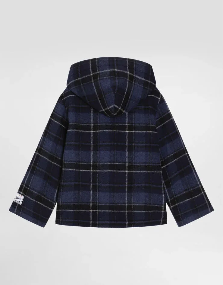 Check-Pattern Hooded Jacket
