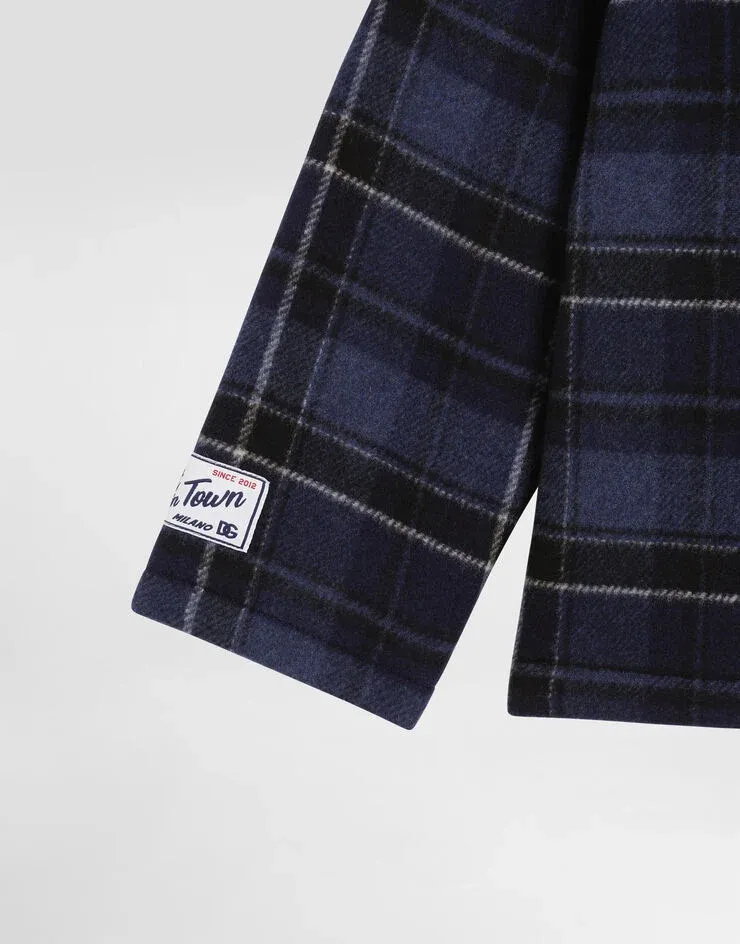 Check-Pattern Hooded Jacket
