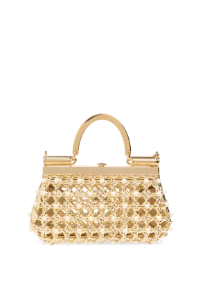 Logo Plaque Embellished Caged Tote Bag