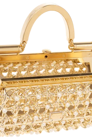 Logo Plaque Embellished Caged Tote Bag