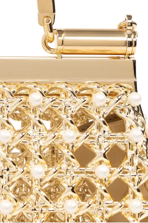 Logo Plaque Embellished Caged Tote Bag