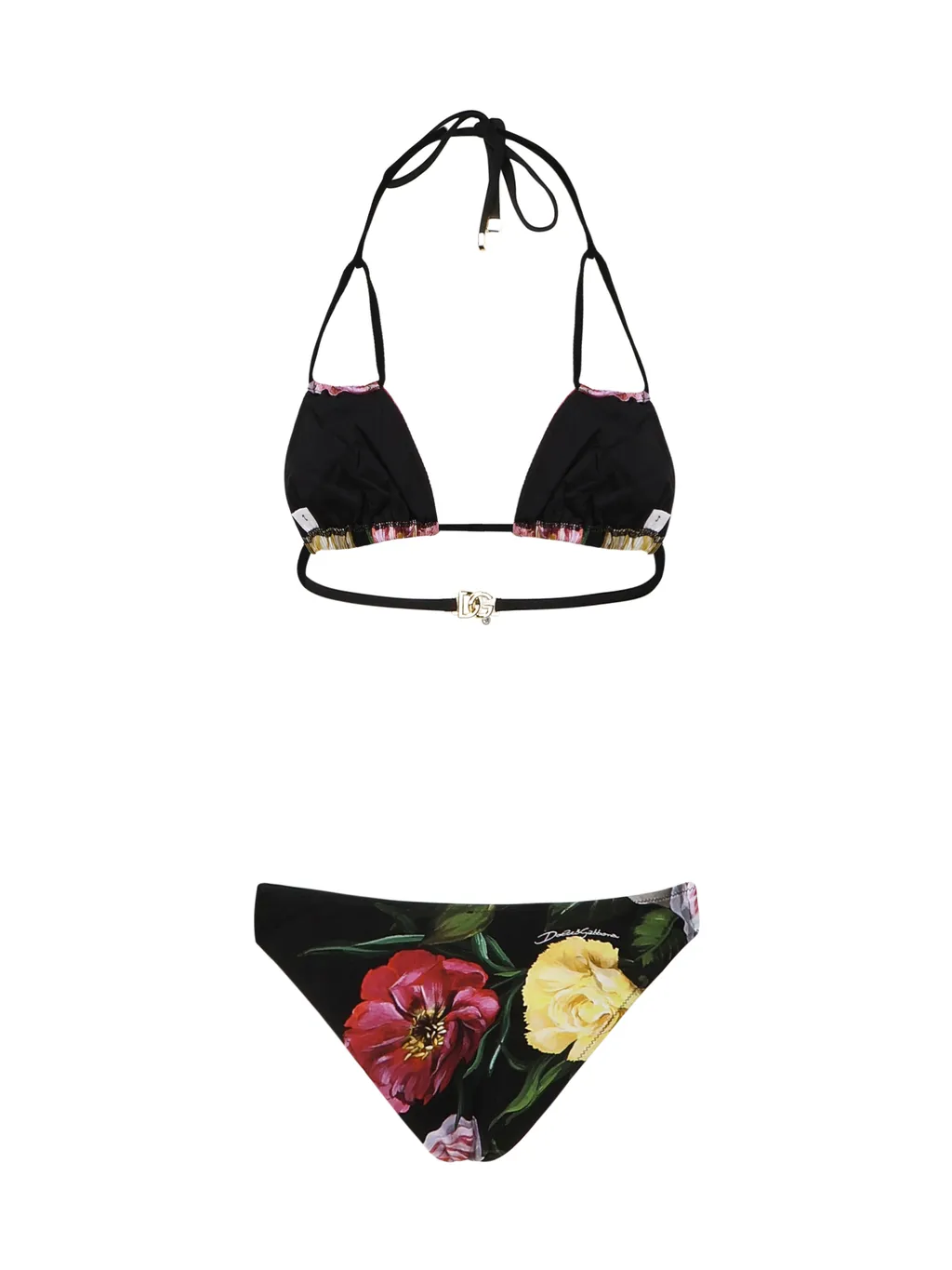 Floral Printed Logo Plaque Bikini Set