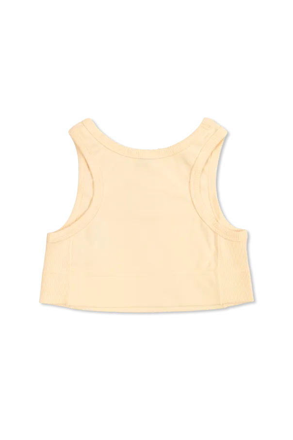 Sequined-Logo Ribbed Top