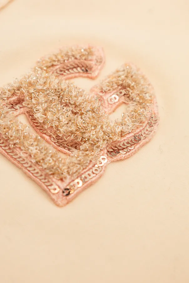 Sequined-Logo Ribbed Top