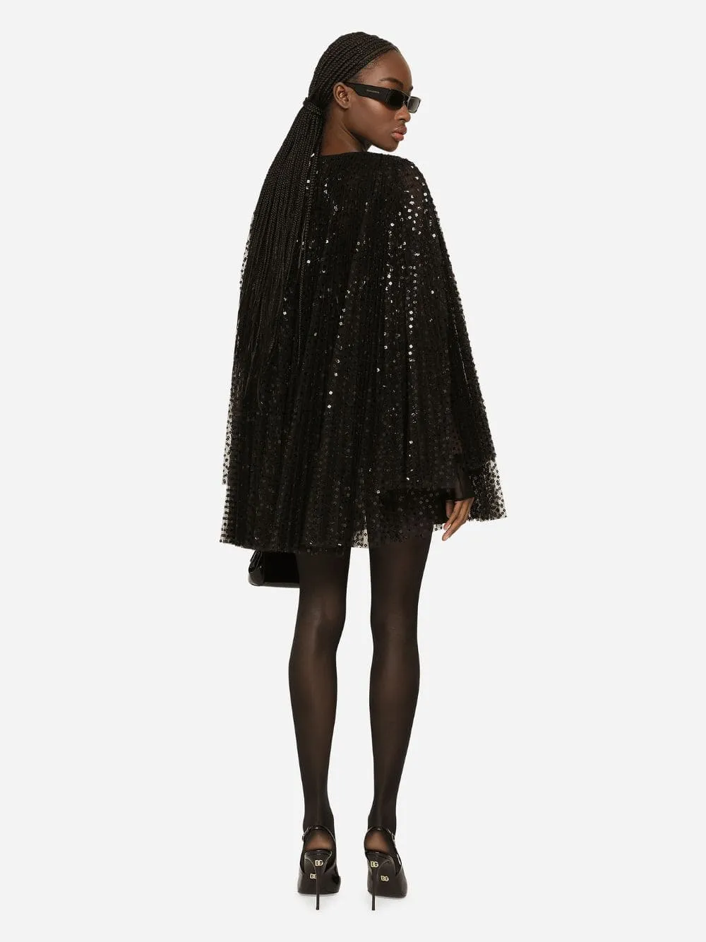 Sequin Embellished Mini Pleated Dress