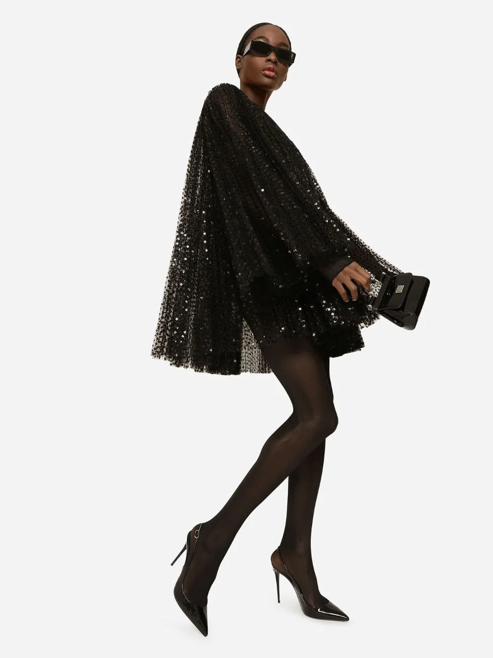 Sequin Embellished Mini Pleated Dress
