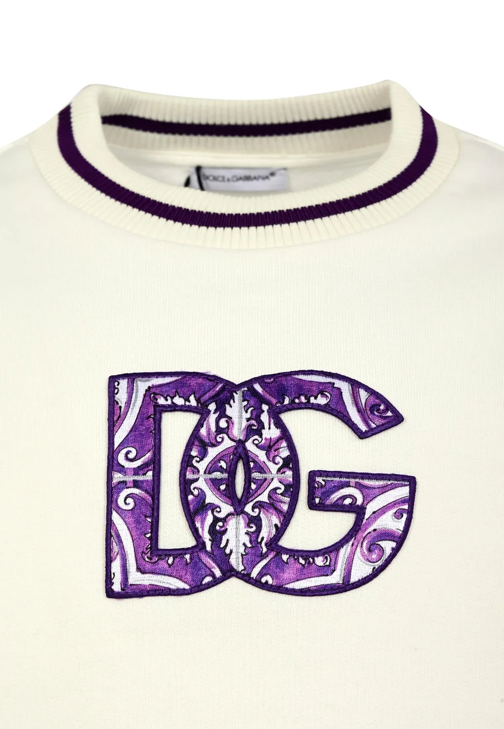 Dg Embroidery Majolica-Print Crew Neck Sweatshirt