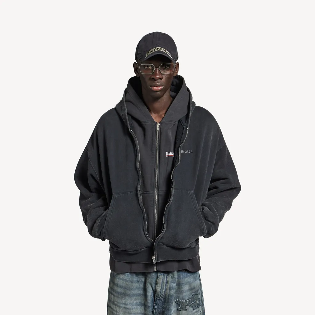 Layered Zip-Up Hoodie