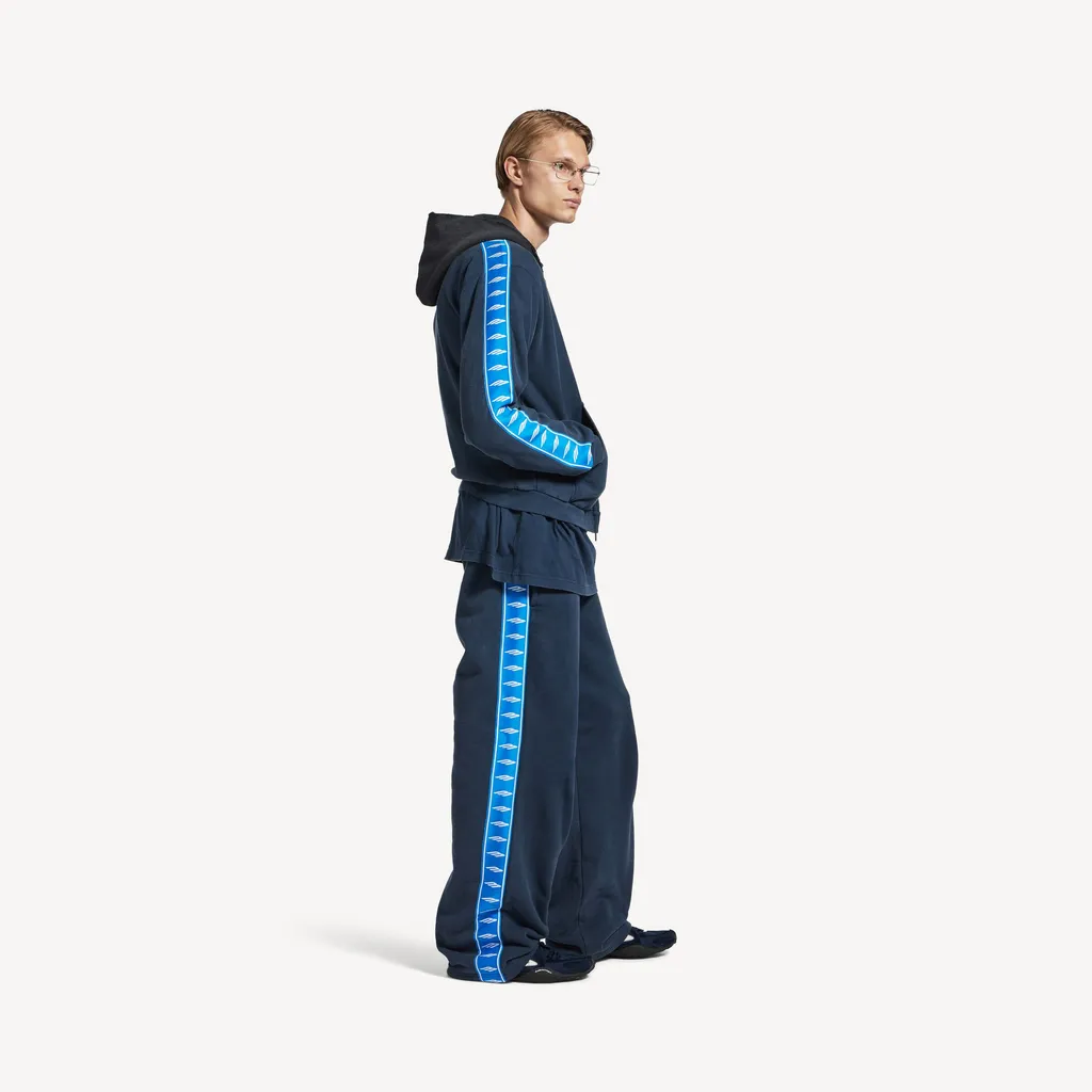 Stripe Patched Hood Zip-Up Hoodie