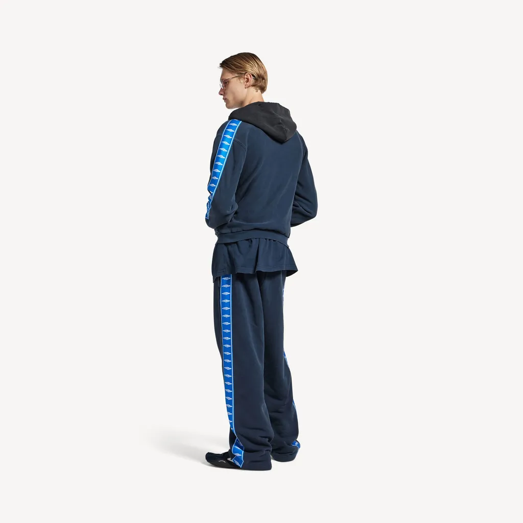 Stripe Patched Hood Zip-Up Hoodie