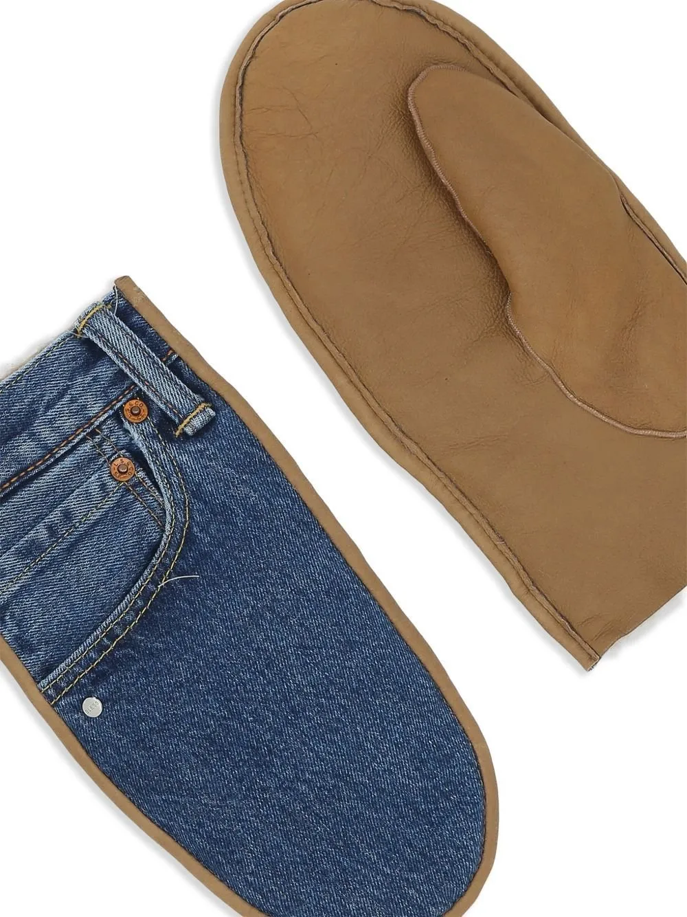 Denim Shearling Mittens